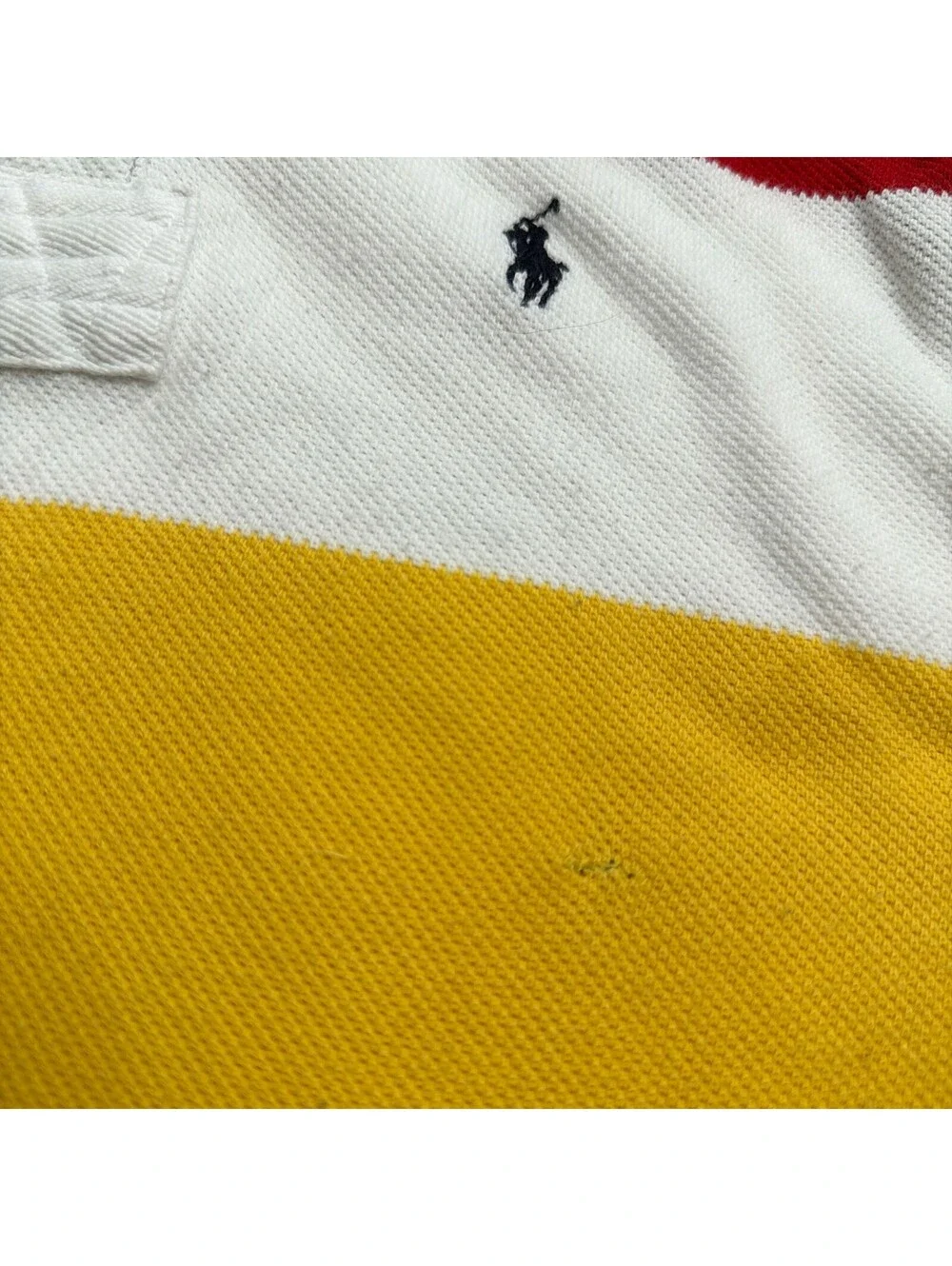 Vintage Polo Ralph Lauren Striped Polo Shirt Mens S Navy Red Gold Rugby Y2K 90s